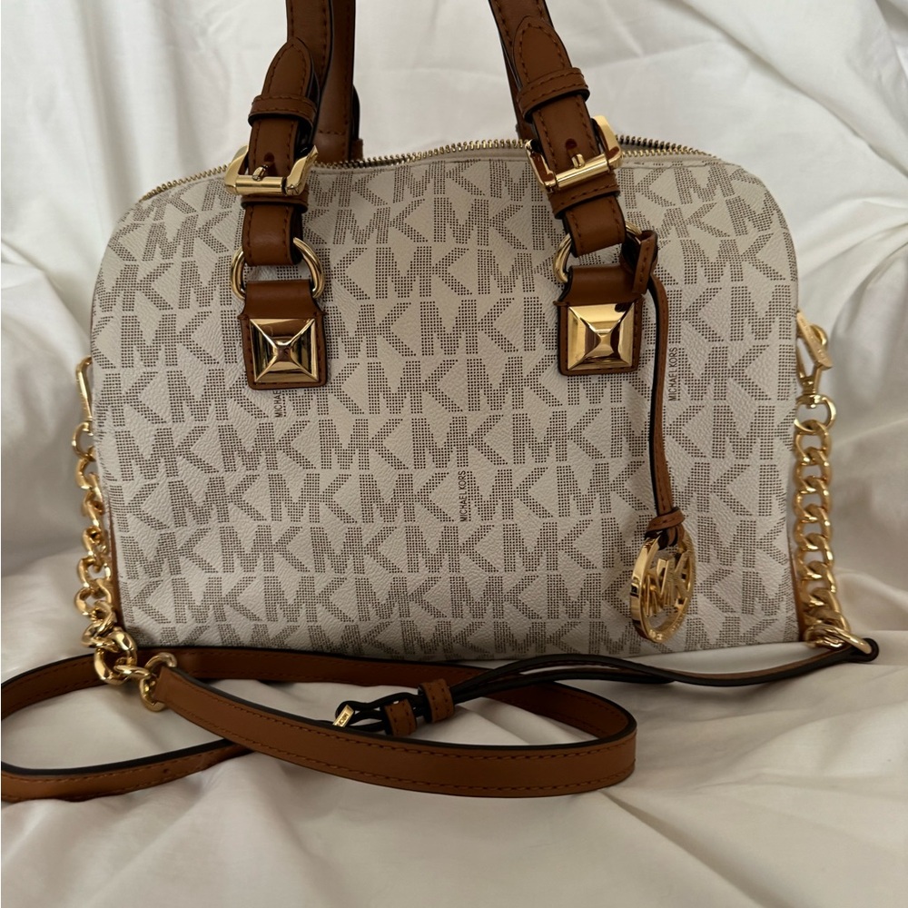 Michael Kors Tan and Cream Logo Satchel & Wallet